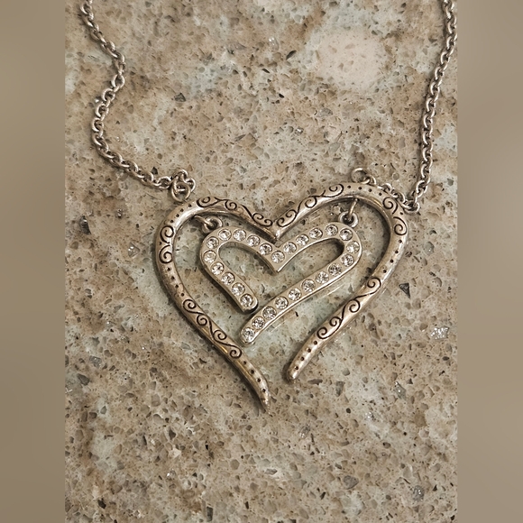 Brighton Love Struck Double Heart Crystal Scroll Necklace - Picture 5 of 7